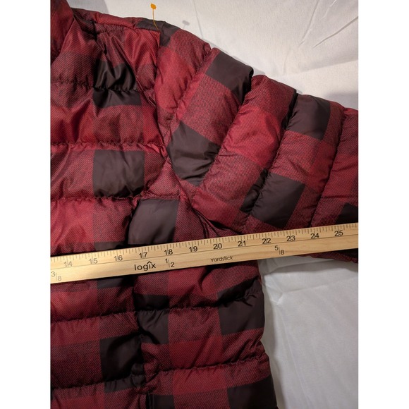 Eddie Bauer Womens Red Black Buffalo Plaid Down Puffer Jacket XL Full Zip - Picture 6 of 10